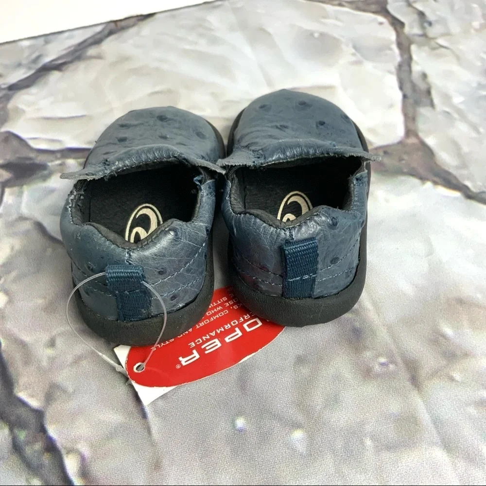 NWT Roper Ostrich Blue Leather Slip-On Clog Loafer Shoes Infant 2